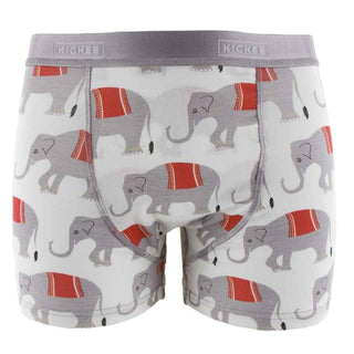 KicKee Men's Print Boxer Brief - Natural Indian Elephant KicKee Pants Size: M