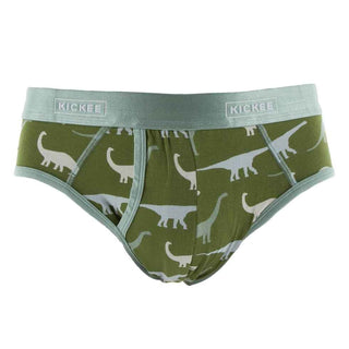 Men's Print Brief Underwear - Moss Sauropods KicKee Pants Size: M