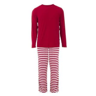 KicKee Pants KicKee Mens Print Long Sleeve Pajama Set - Candy Cane Stripe 2019