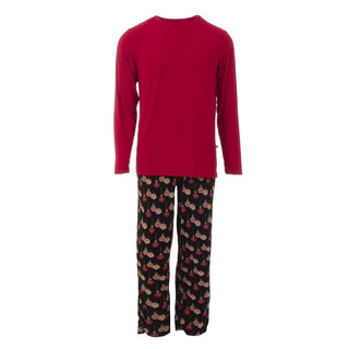 KicKee Pants KicKee Mens Print Long Sleeve Pajama Set - Midnight Ornaments