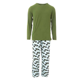 KicKee Men's Print Long Sleeve Pajama Set - Spring Sky Pine ConesKicKee PantsSize: M