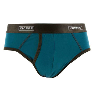 KicKee Pants KicKee Mens Solid Brief Underwear - Heritage Blue with Bark