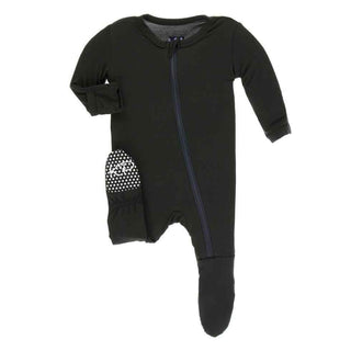 KicKee Pants Solid Bamboo Footie with Zipper - Zebra Baby & Toddler Sleepwear