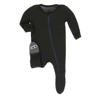 KicKee Pants Solid Bamboo Footie with Zipper - Zebra Baby & Toddler Sleepwear
