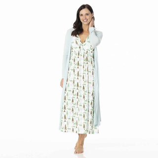 KicKee Pants Kickee Womens Print Simple Twist Nightgown - Natural Woodland Holiday