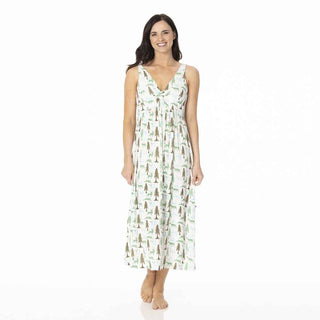 KicKee Pants Kickee Womens Print Simple Twist Nightgown - Natural Woodland Holiday