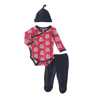 KicKee Pants Kimono Newborn Gift Set with Elephant Box - Taffy Wise Owls