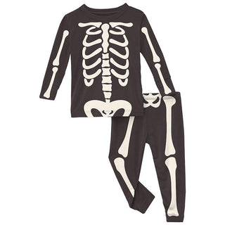 KicKee Pants Long Sleeve Full Graphic Pajama Set - Midnight Skeleton