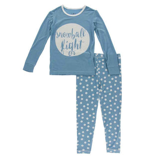 KicKee Pants Long Sleeve Graphic Tee Pajama Set - Blue Moon Snowballs