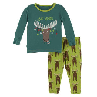 KicKee Pants Long Sleeve Graphic Tee Pajama Set - Meadow Bad Moose