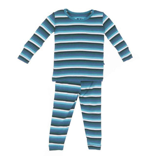 KicKee Pants Long Sleeve Pajama Set, Boy Forest Stripe