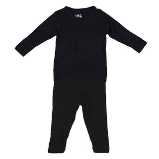 KicKee Pants Long Sleeve Pajama Set, Midnight Black