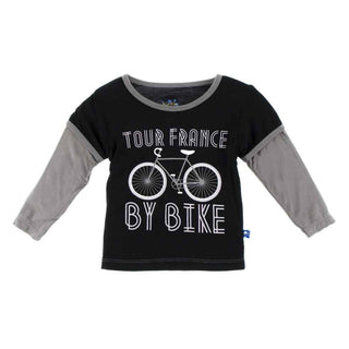 KicKee Pants Long Sleeve Piece Print Double Layer Tee, Tour France By Bike