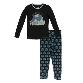 KicKee Pants Long Sleeve Piece Print Pajama Set - Midnight Environmental Protection
