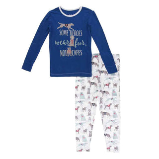 KicKee Pants Long Sleeve Piece Print Pajama Set - Natural Canine First Responders