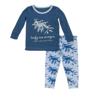 KicKee Pants Long Sleeve Piece Print Pajama Set - Pond Leafy Sea Dragon