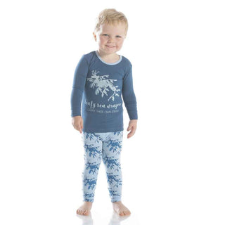 KicKee Pants Long Sleeve Piece Print Pajama Set - Pond Leafy Sea Dragon