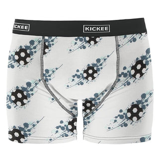 KicKee Pants Men Print Boxer Brief - Natural Soccer Splash