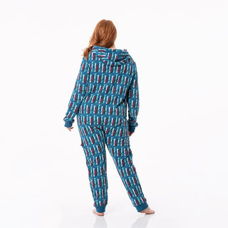 KicKee Pants Mens Print Adult Fleece Jumpsuit with Hood - Twilight Skis