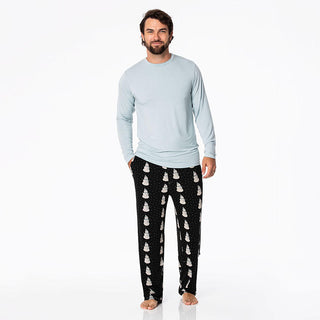 KicKee Pants Men's Print Bamboo Long Sleeve Pajama Set - Midnight Snowman