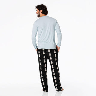 KicKee Pants Men's Print Bamboo Long Sleeve Pajama Set - Midnight Snowman