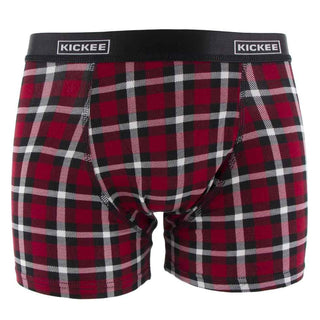 KicKee Pants Mens Print Boxer Brief - Crimson 2020 Holiday Plaid