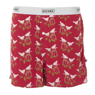 KicKee Pants Mens Print Boxer Short - Crimson Kissing Birds