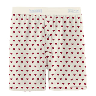 KicKee Pants Mens Print Boxer Short - Natural Hearts