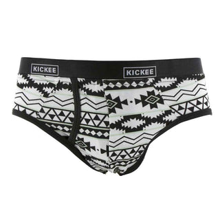 KicKee Pants Mens Print Brief Underwear - Natural Mayan Pattern