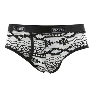Men's Print Bamboo Brief Underwear - Natural Mayan Pattern Underwear