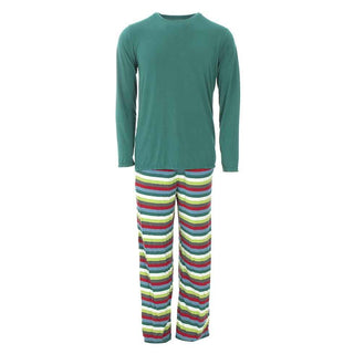 KicKee Pants Mens Print Long Sleeve Pajama Set - 2020 Multi Stripe