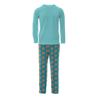 KicKee Pants Mens Print Long Sleeve Pajama Set - Bay Gingerbread