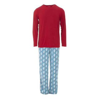 KicKee Pants Mens Print Long Sleeve Pajama Set - Blue Moon Ice Skater