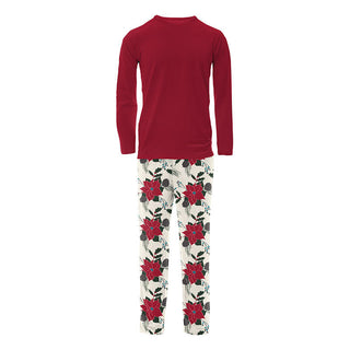 KicKee Pants Mens Print Long Sleeve Pajama Set - Christmas Floral