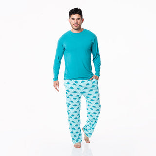 KicKee Pants Mens Print Long Sleeve Pajama Set - Iceberg Menorahsaurus