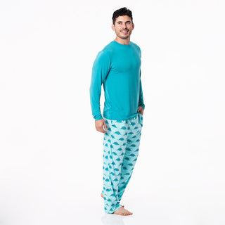KicKee Pants Mens Print Long Sleeve Pajama Set - Iceberg Menorahsaurus