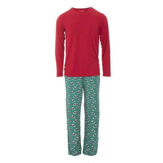 KicKee Pants Mens Print Long Sleeve Pajama Set - Ivy Sled