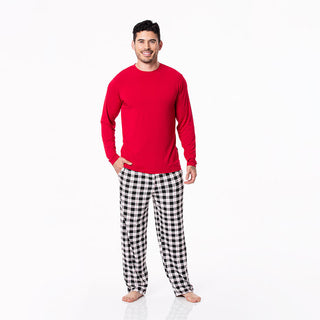 KicKee Pants Mens Print Long Sleeve Pajama Set - Midnight Holiday Plaid