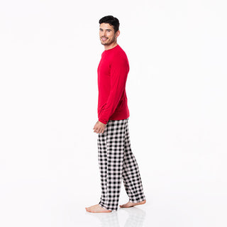KicKee Pants Mens Print Long Sleeve Pajama Set - Midnight Holiday Plaid