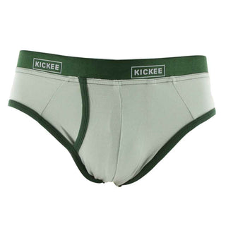KicKee Pants Mens Solid Brief Underwear- Aloe with Topiary