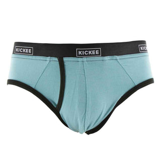 KicKee Pants Mens Solid Brief Underwear - Glacier with Zebra