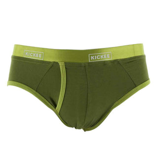 KicKee Pants Mens Solid Brief Underwear - Pesto with Meadow