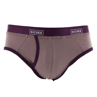 KicKee Pants Mens Solid Brief Underwear- Raisin with Wine Grapes