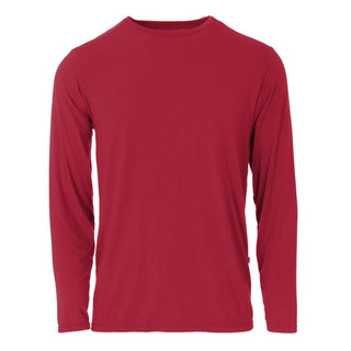 KicKee Pants Mens Solid Long Sleeve Crew Neck Tee Shirt - Crimson WCA22
