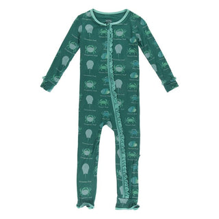 KicKee Pants Muffin Ruffle Coverall with Zipper - Cedar Crab Types