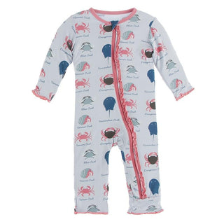 KicKee Pants Muffin Ruffle Coverall with Zipper - Dew Crab Types