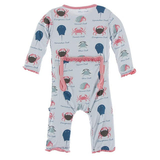 KicKee Pants Muffin Ruffle Coverall with Zipper - Dew Crab Types