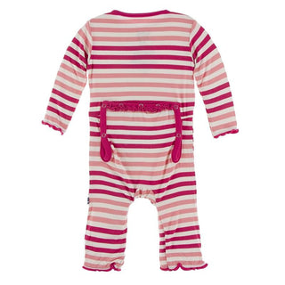 KicKee Pants Muffin Ruffle Coverall with Zipper - Forest Fruit Stripe