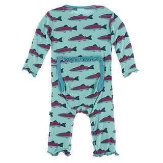 KicKee Pants Muffin Ruffle Coverall with Zipper - Glass Rainbow Trout