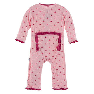 KicKee Pants Muffin Ruffle Coverall with Zipper - Lotus Cherries and Blossoms
